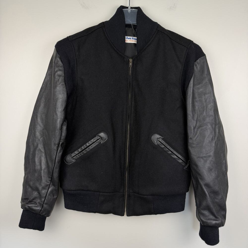 Ebbets Field Flannels VSCO MMXI Leather Wool Varsity Jacket Men's S Black USA